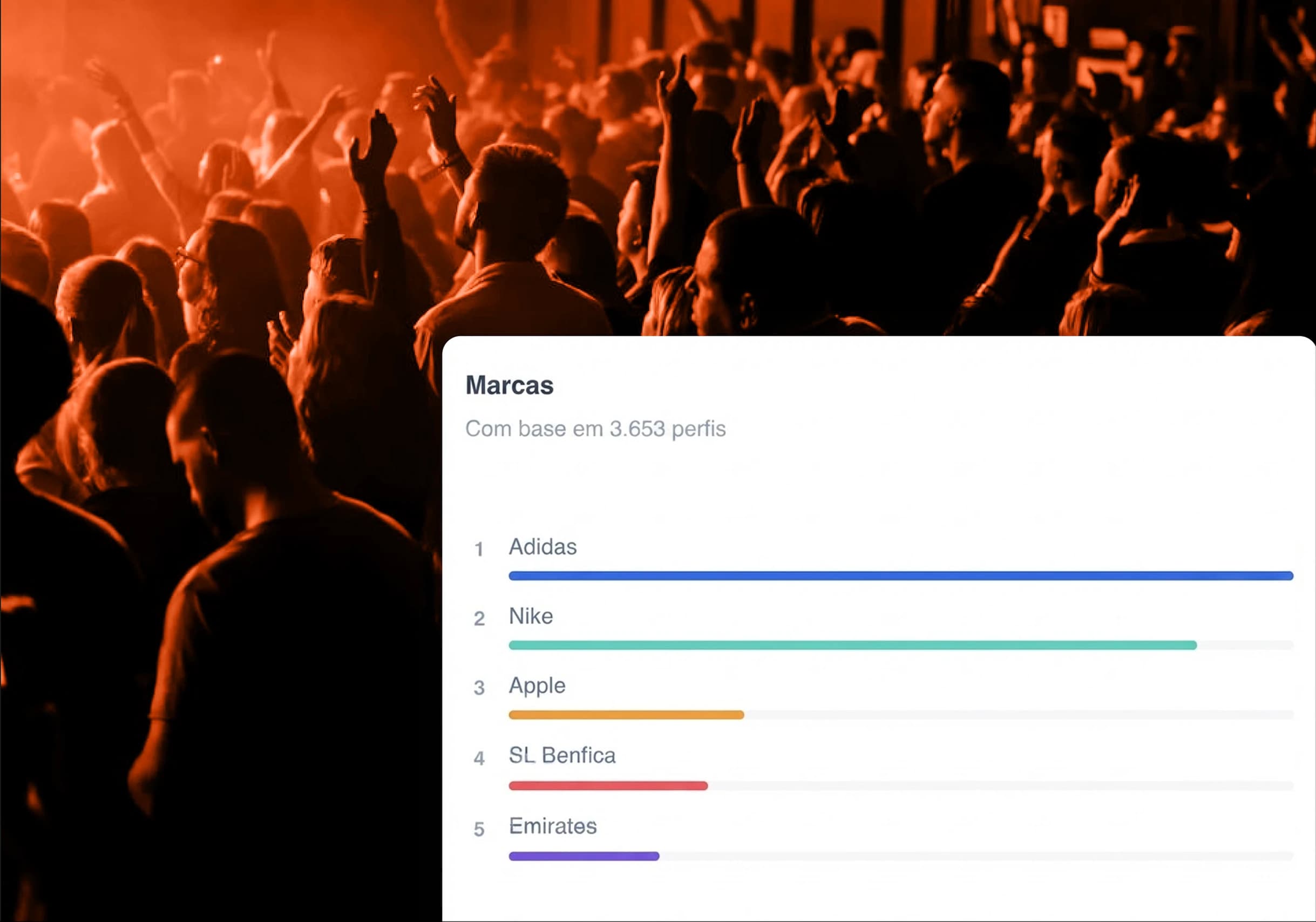 Painel de Brand Detection mostrando Adidas, Nike, Apple, SL Benfica, Emirates